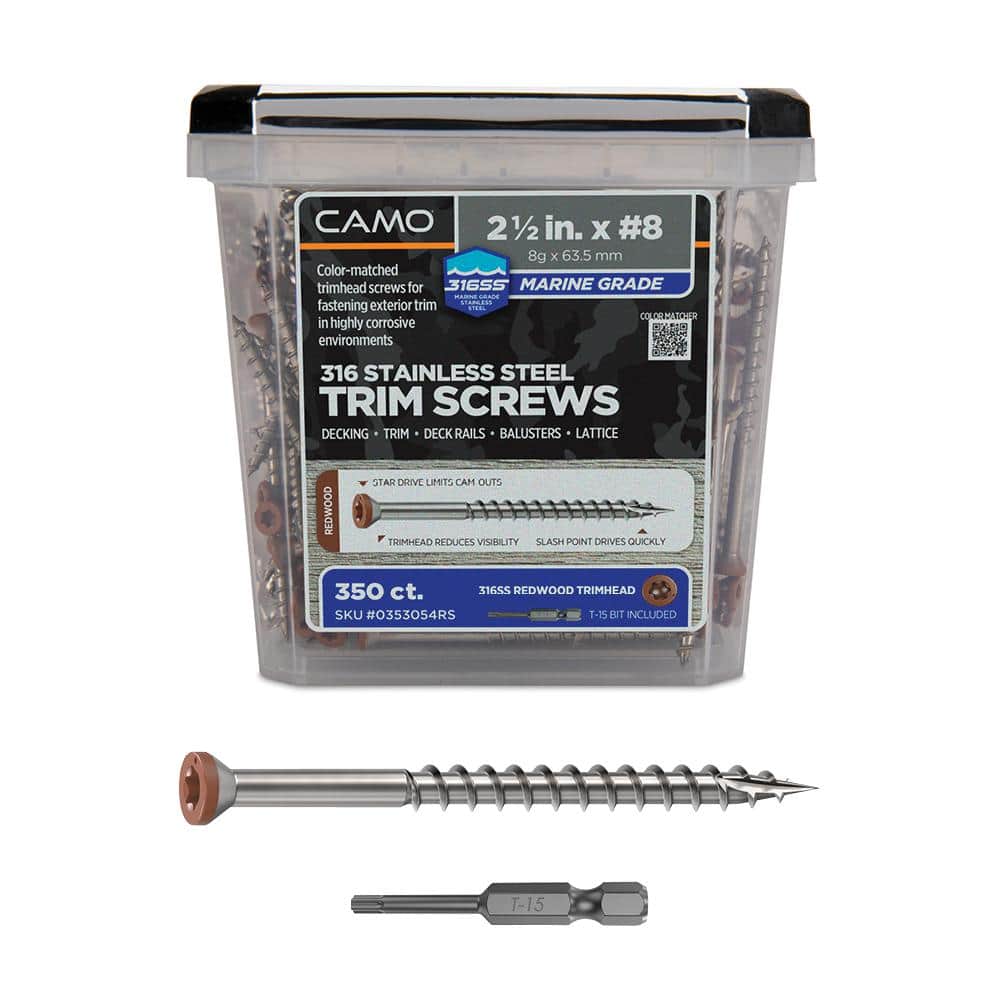 "#8 2-1/2 in. 316 Stainless Steel Redwood Premium Star Drive Trim Screws (350-Count)" price history on PriceWatchPro