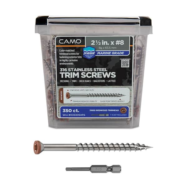 #8 2-1/2 in. 316 Stainless Steel Redwood Premium Star Drive Trim Screws (350-Count)