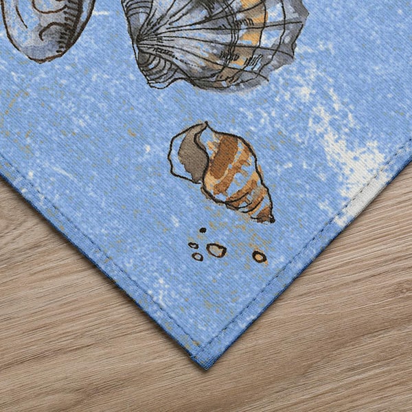 Surfside 1 ft. 8 in. x 2 ft. 6 in. Blue Geometric Indoor/Outdoor Area Rug