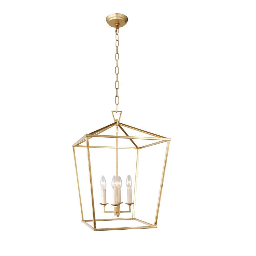 4-Light Gold Candle Chandelier with no Bulbs Included