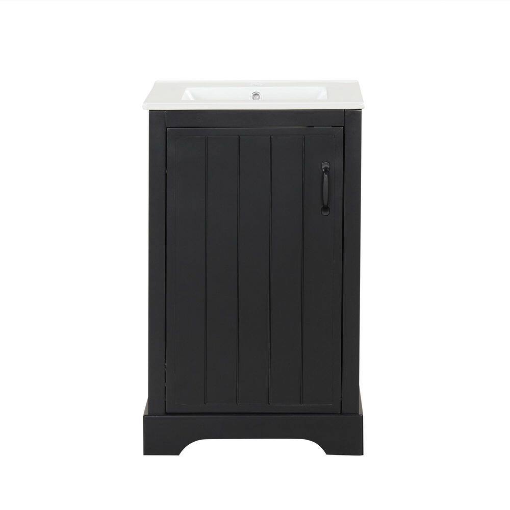 20 in. Freestanding Black Bath Vanity with White Ceramic Top Unassembled price history on PriceWatchPro