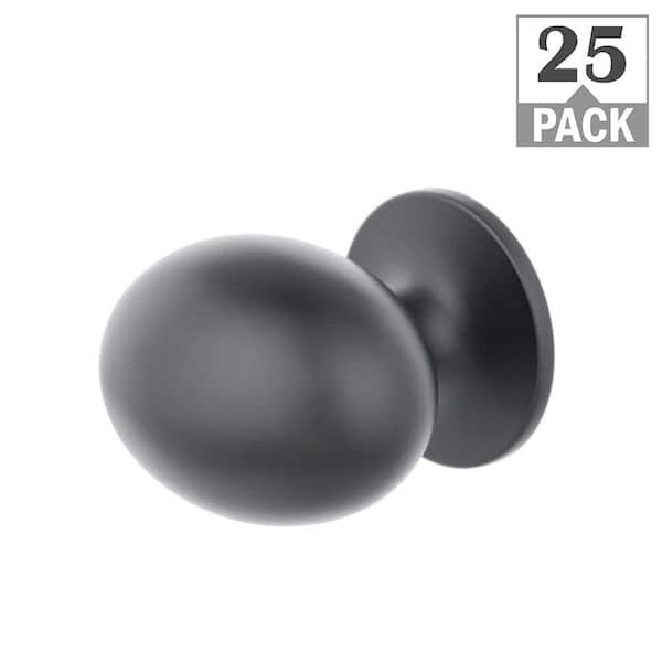 Everbilt Large Football 1-3/8 in. matte black Classic Oval Cabinet Knob (25-Pack)