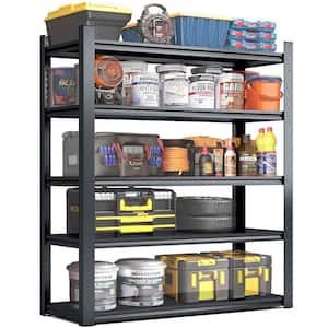 5-Tiers Steel Heavy Duty Freestanding Garage Storage Shelving Unit in Black (47.2 in. W x 78 in. H x 17.7 in. D)