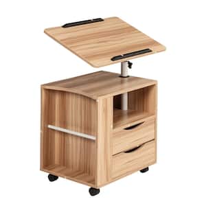 White Maple Adjustable Overbed End Table Wooden Nightstand with 18.31 in. H X 19.69 in. W X 15.75 in. D
