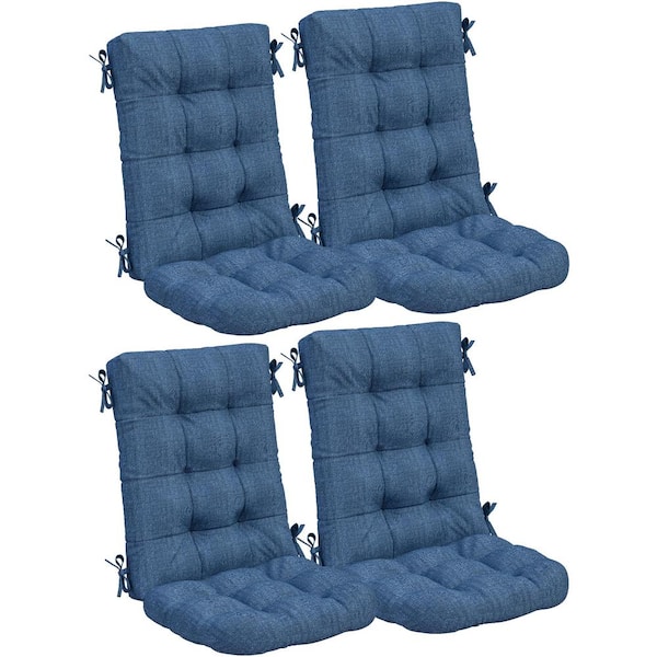 18.7 in. x 19.1 in. x 28.3 in. Outdoor Blue Adirondack Chair Cushion (Set of 4) with 4-Extended Lacings Anti Slip
