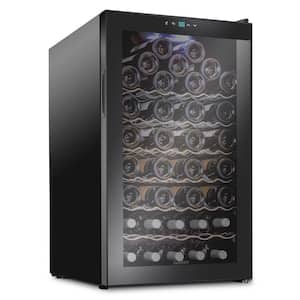 51-Bottle Wine Cooler, Large Cellar Cooling Unit in Black, Freestanding Wine Fridge with Lock