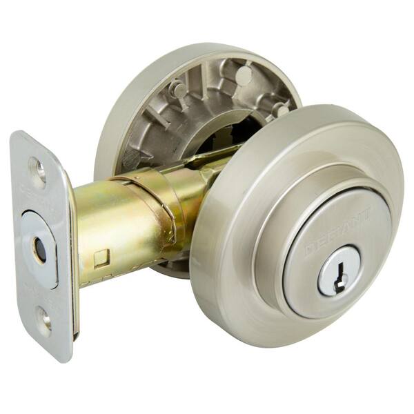 Defiant - Satin Nickel Double Cylinder Deadbolt Contemporary Round