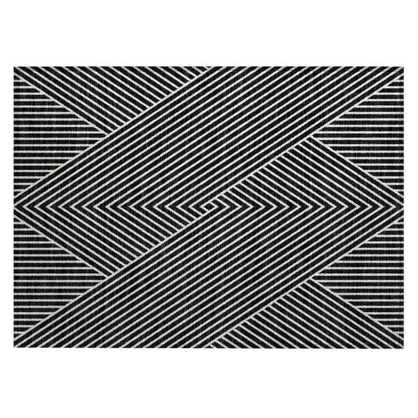 Chantille Machine Washable Indoor/Outdoor Abstract ACN937 Black 1 ft. 8 in. x 2 ft. 6 in. Area Rug