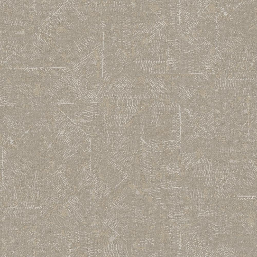 Absolutely Chic Metallic Beige Distressed Geometric Motif Vinyl Non-Woven N