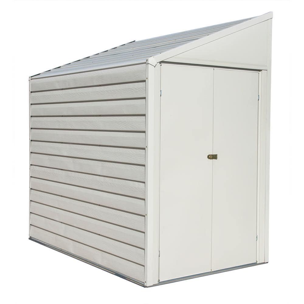 White 4 x 7 ft Steel Garden Storage Shed with Pent Roof