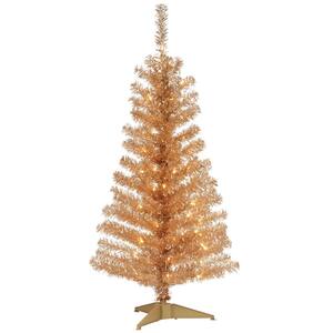 4 ft. Champagne Tinsel Artificial Christmas Tree with Clear Lights