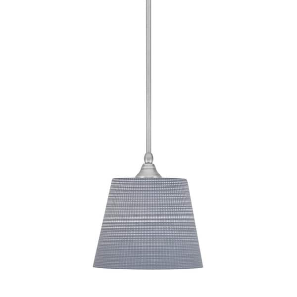 Unbranded Sparta 100-Watt 1-Light Brushed Nickel Shaded Pendant Light Mini Pendant with Gray Matrix Glass and No Bulb Included