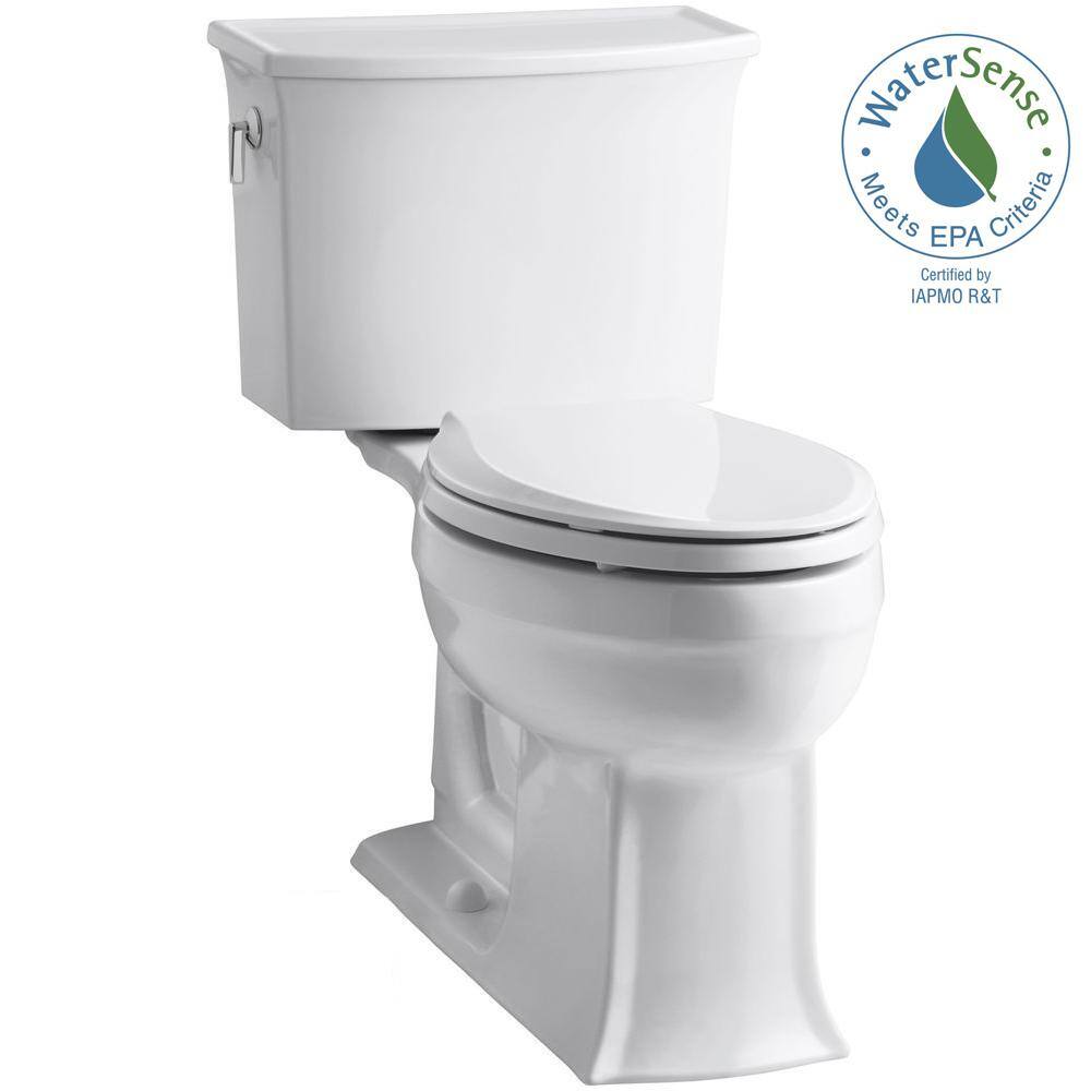 White Ceramic Elongated Two-Piece High Efficiency Toilet