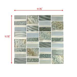 Imperial Silver Sea Decorative Mosaic 12 in. x 12 in. Glass & Aluminum Metal Wall Tile (1 Sheet/1 Sq. Ft.)