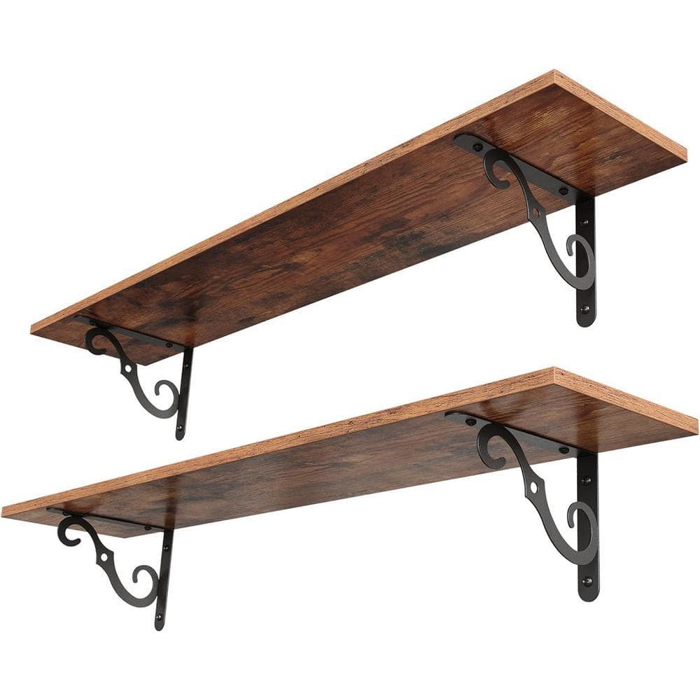 39.4 in. W x 7.9 in. D Rustic Brown Decorative Wall Shelf CL914WDR