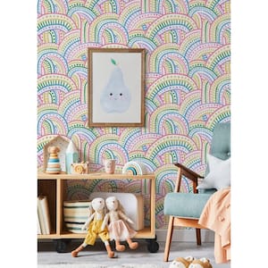 Retro Rainbow Multi-Colored Bright Peel and Stick Wallpaper Sample