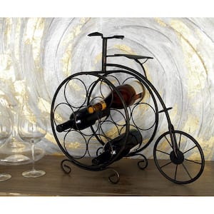 7- Bottle Brass Bike Wine Rack with Scrollwork