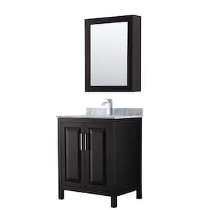 Daria 30 in. Single Bathroom Vanity in Dark Espresso with Marble Vanity Top in Carrara White and Medicine Cabinet