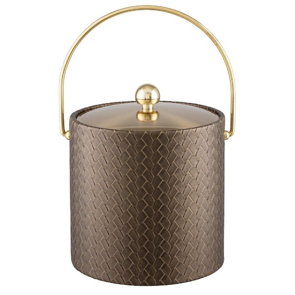 Kraftware San Remo Antique Gold 3 Qt. Ice Bucket with Bale Handle and Metal Lid