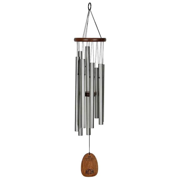 WOODSTOCK CHIMES Signature Collection, Woodstock Mindfulness Chime, Medium 28 in. Silver Wind Chime WMCM