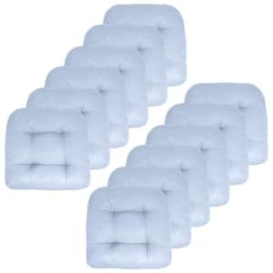 19 in. x 19 in. x 5 in. Solid Tufted Indoor/Outdoor Chair Cushion U-Shaped in Light Blue (12-Pack)