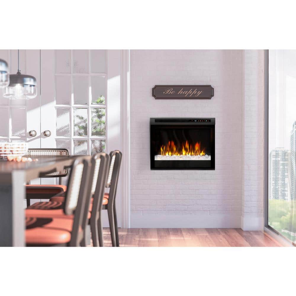 Black Glass Electric Fireplace Insert with Acrylic Ember Bed