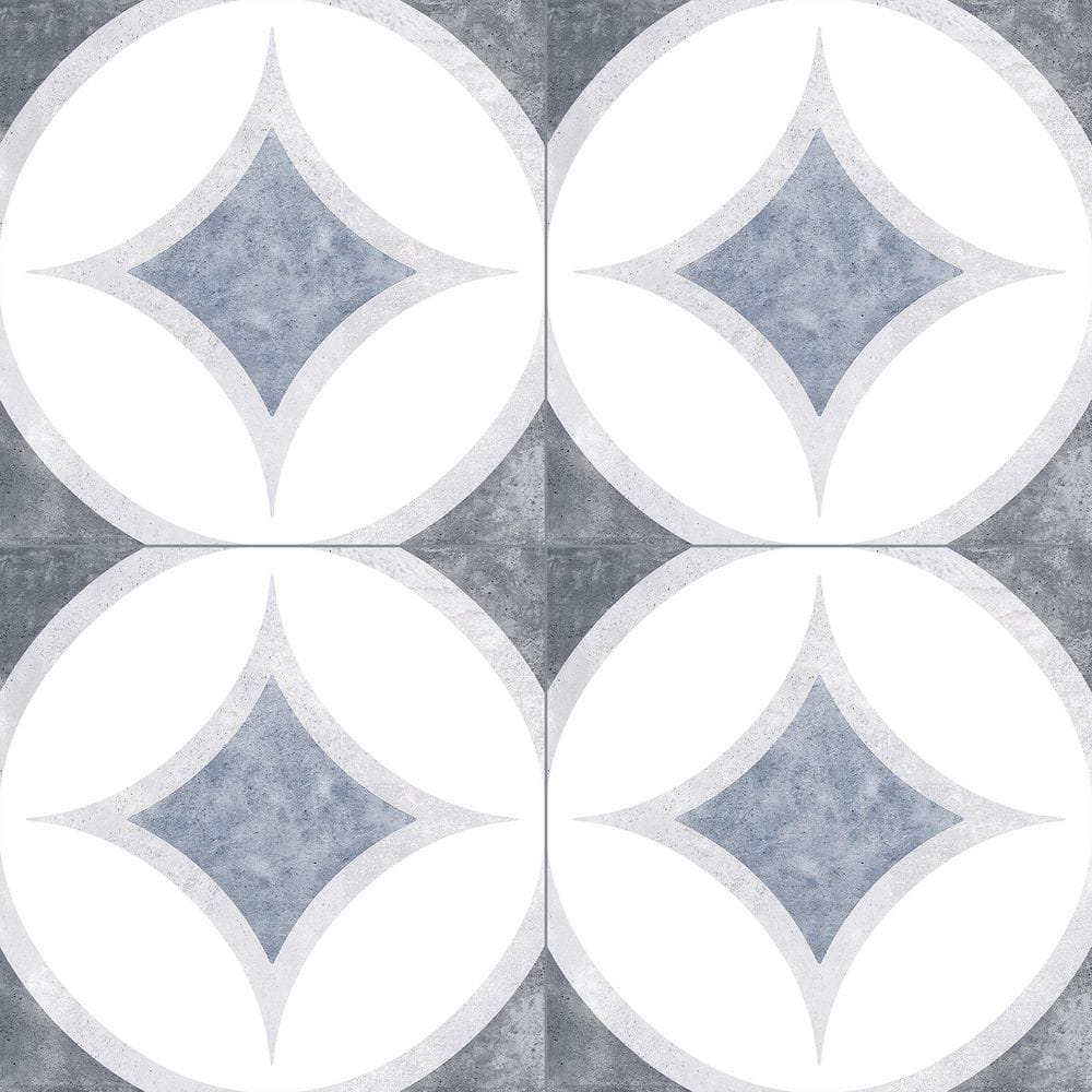 Luv Adore White/Blue/Gray 8 in. x 8 in. Smooth Matte Porcelain Floor and Wa
