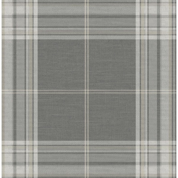 Westley Grey Plaid Wallpaper Sample
