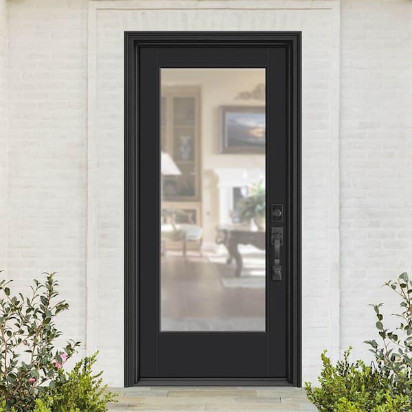 Performance Door System 36 in. x 80 in. VG Full Lite Left-Hand Inswing Clear Black Smooth Fiberglass Prehung Front Door