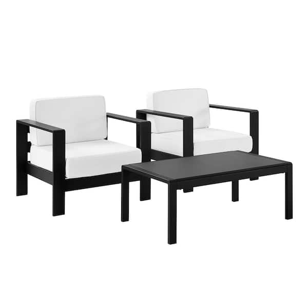 Linon Home Decor Kelten Outdoor Black 3-Piece Aluminum Patio  display picture 2