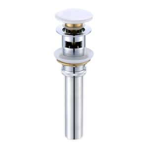 1-5/8 in. Brass Bathroom and Vessel Sink Push Pop-Up Drain Stopper With Overflow in White Ceramic Porcelain