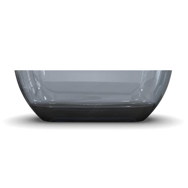 69 in. x 30 in. Resin Flatbottom Freestanding Soaking Bathtub in Transparent Bule Grey