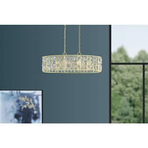 Kristella 6-Light Soft Gold Chandelier with Clear Crystal Glass, Glam Styled Dining Room Chandelier