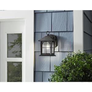 Brimfield 9 in. Aged Iron 1 Light Line Voltage Outdoor Wall Light Sconce with No Bulb Included