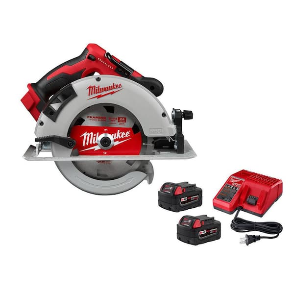 M18 18V Lithium-Ion Brushless Cordless 7-1/4 in. Circular Saw w/ (2) 5.0 Ah Batteries & Charger