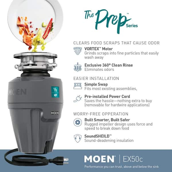 MOEN Prep Series 1/2 HP Continuous Feed Garbage Disposal with