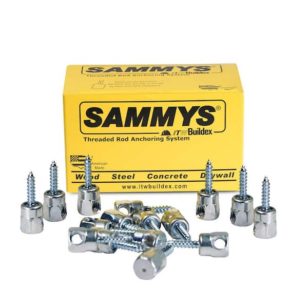 Sammy 1/4 in. x 1 in. Horizontal Rod Anchor Super Screw 3/8 in. Threaded Rod Fitting for Wood (25-Pack)