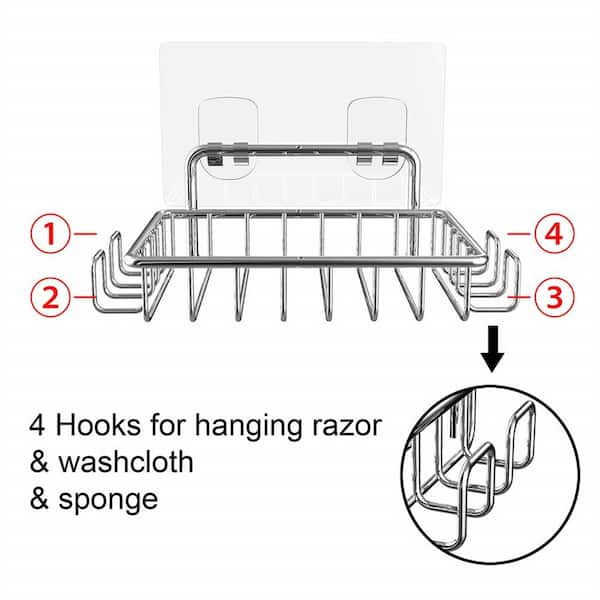 Cubilan Wall Mount Adhesive Stainless Steel Corner Shower Caddy Shelf  Basket Rack with Hooks in Black (2-Pack) HD-C7D - The Home Depot