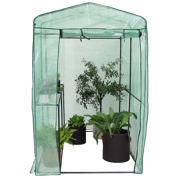 Sunnydaze Sunnydaze 4 ft. x 6 ft. x 6 ft. Green Outdoors Deluxe Walk-In Greenhouse with 1-Shelf