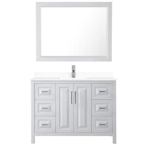 Daria 48 in. W x 22 in. D Single Vanity in White with Cultured Marble Vanity Top in White with Basin and Mirror
