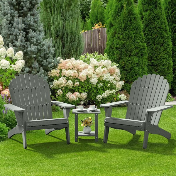 DEXTRUS Gray Weatherproof Outdoor Patio Adirondack Chair (2-Pack)