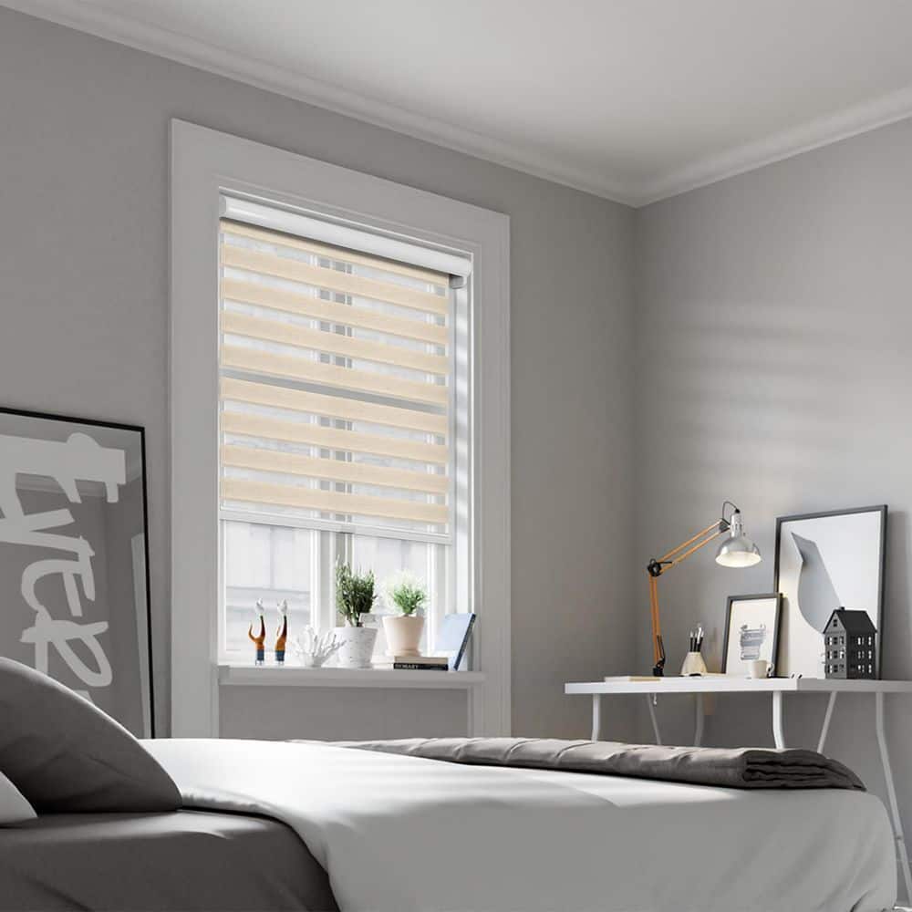 Cut-to-Size Natural Cordless Light Filtering Dual Layer Privacy Polyester Zebra Roller Shade 18.25 in. W x 72 in. L price history on PriceWatchPro