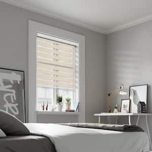 Cut-to-Size Natural Cordless Light Filtering Dual Layer Privacy Polyester Zebra Roller Shade 36.75 in. W x 72 in. L