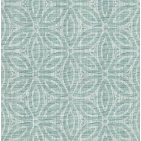 NuWallpaper Turquoise Hepatica Petal Peel and Stick String Wallpaper Sample