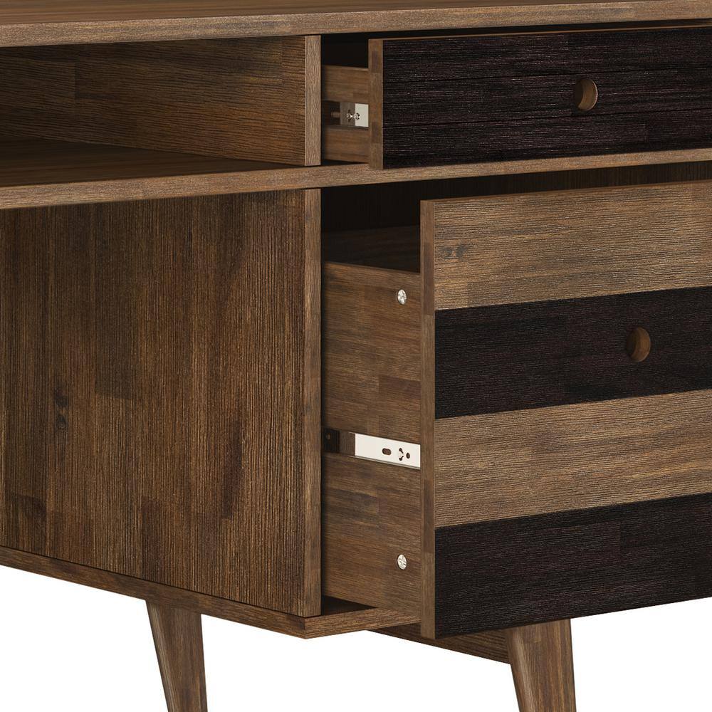 Clarkson 60" Aged Brown Solid Acacia Wood Computer Desk with Drawers