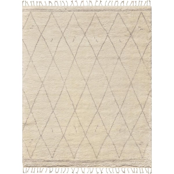 Casablanca Ivory 9 ft. x 12 ft. Geometric Silk and Wool Area Rug