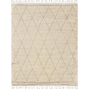 Casablanca Ivory 8 ft. x 10 ft. Geometric Wool Area Rug