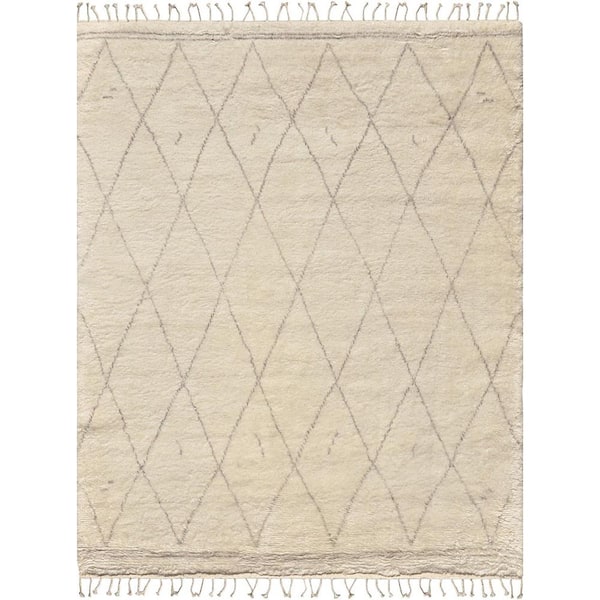 Pasargad Home Casablanca Ivory 8 ft. x 10 ft. Geometric Wool Area Rug