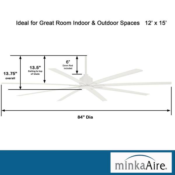 MINKA-AIRE Xtreme H2O 84 in. Indoor/Outdoor Flat White Ceiling Fan