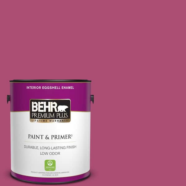 BEHR PREMIUM PLUS 1 gal. #100B-7 Hot Pink Eggshell Enamel Low Odor Interior Paint & Primer